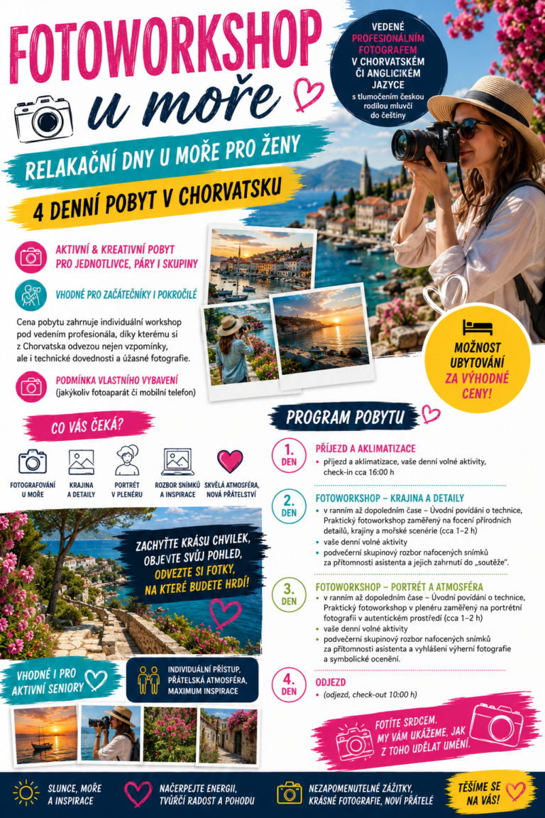 FOTOWORKSHOP U MOŘE – S LEKTOREM - pobyty v Chorvatsku